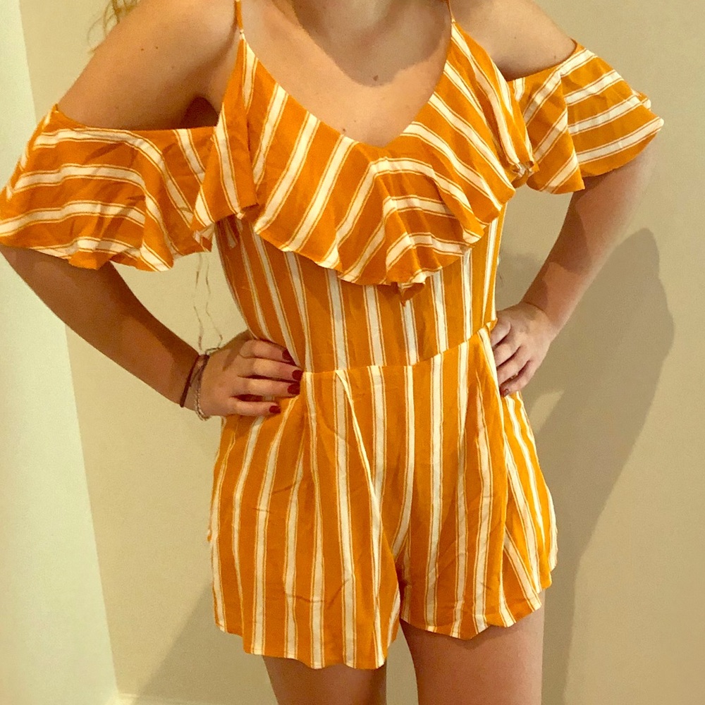 Striped orange romper - Picture 2 of 3